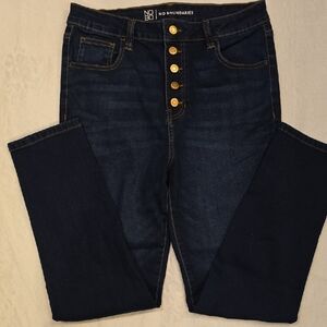 No Boundaries Navy Jeans with Gold Accents